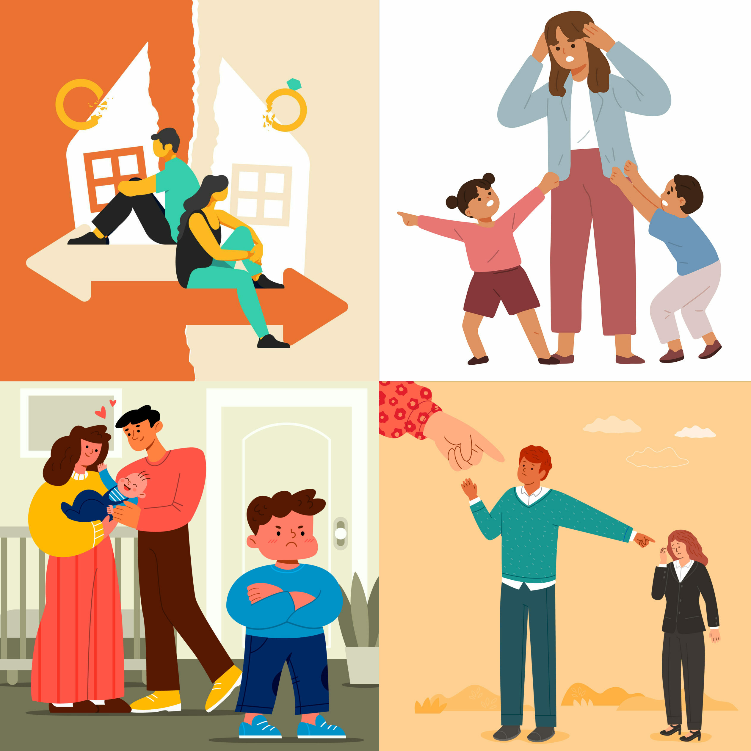 dessins crises de couple et famille